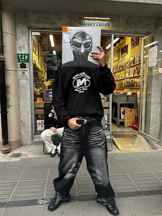 EVETS Whisker Washed Faded Baggy Jeans | Face 3 Face