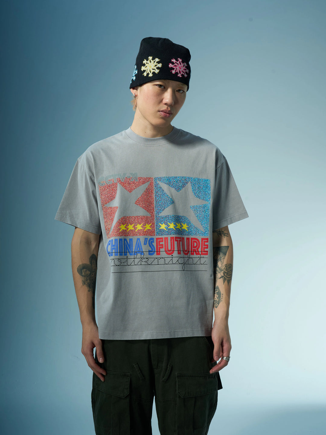 EVILKNIGHT(EK) Star Glitter Print Tee | Face 3 Face