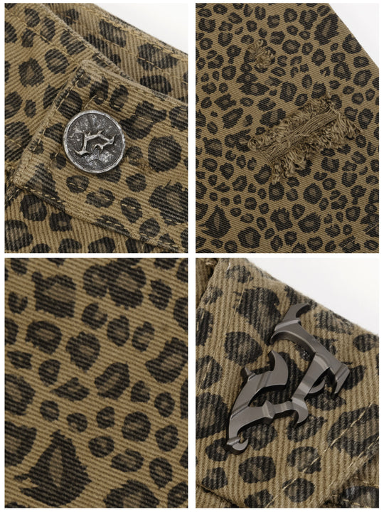 JHYQ Leopard Print Baggy Work Shorts