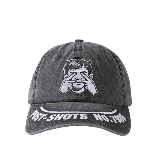 NOVACAM Washed Black Spoof Embroidery Dad Hat | Face 3 Face