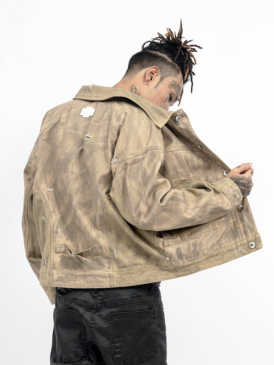TGFCLUB Aged Washed Canvas Denim Jacket | Face 3 Face