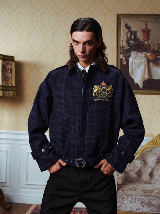 YADcrew Waist Belt Plaid Epaulet Jacket | Face 3 Face