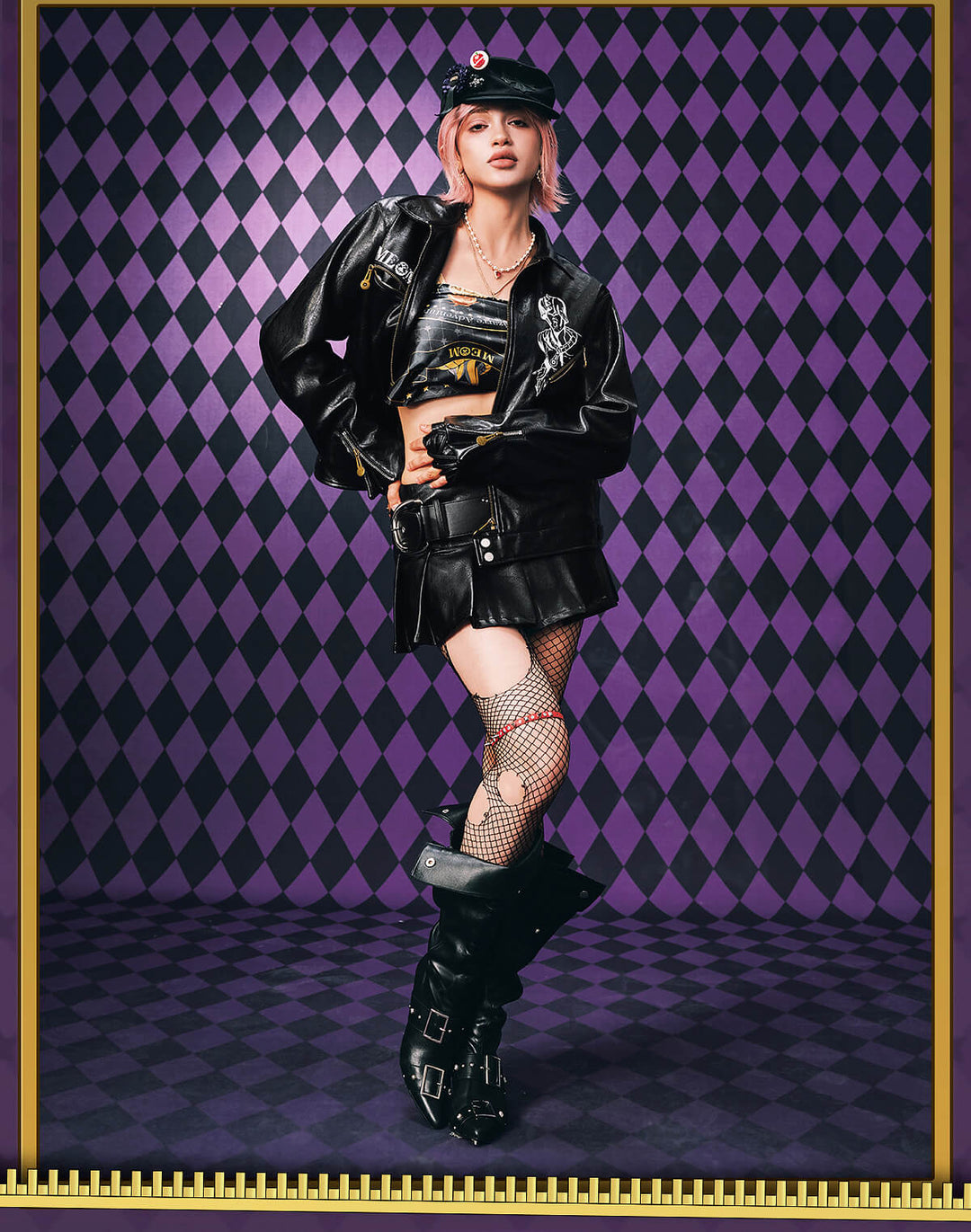 MEDM × JOJO PU Leather Biker Jacket | Face 3 Face