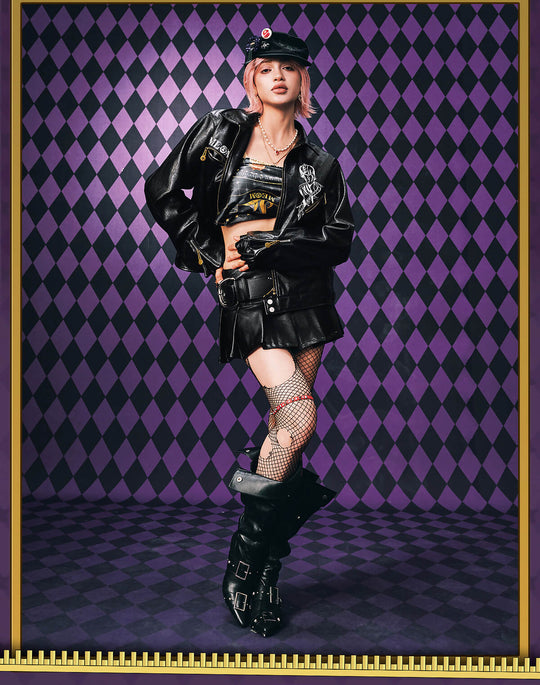 MEDM × JOJO PU Leather Biker Jacket | Face 3 Face