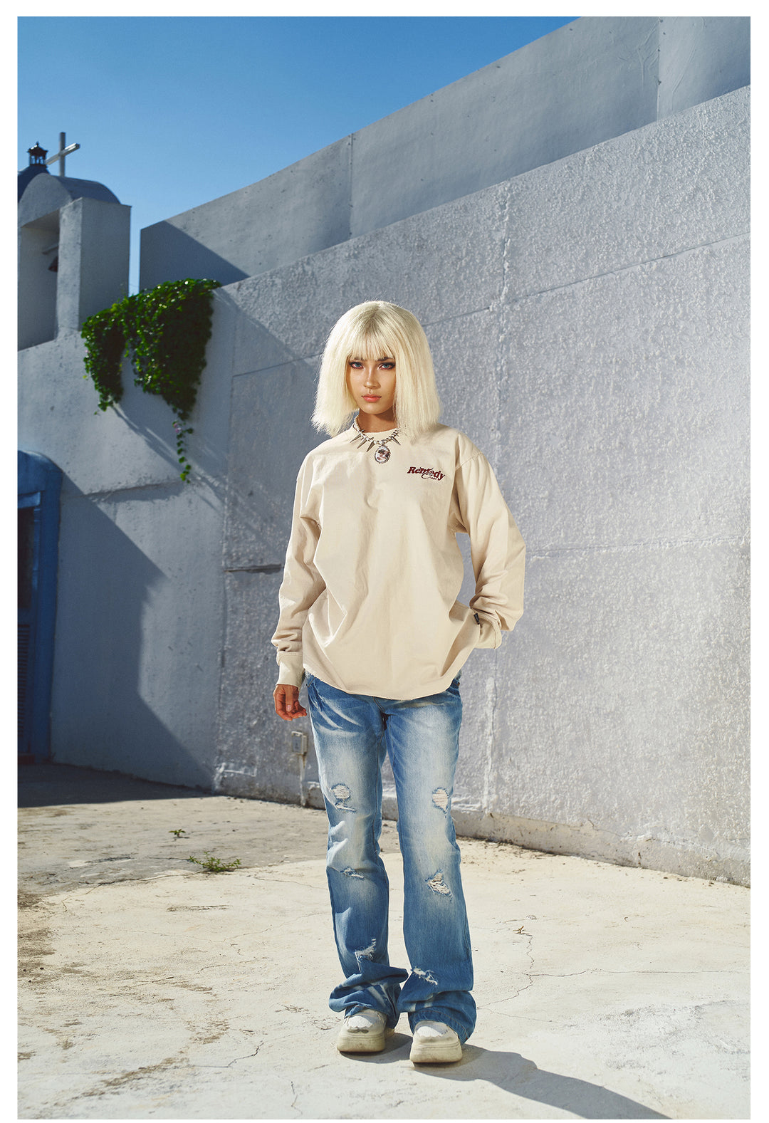 Remedy Cracked Logo Print Long Sleeve Tee | Face 3 Face