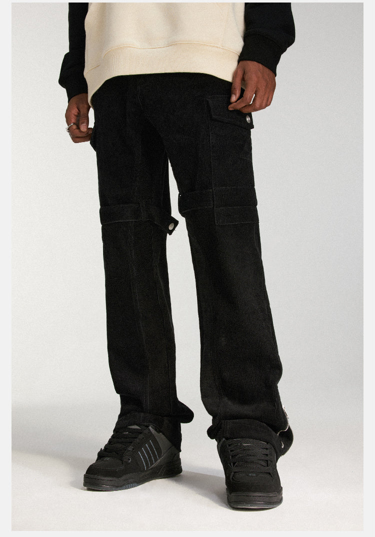 DICETINY Corduroy Leg Zip Work Cargo Jeans | Face 3 Face