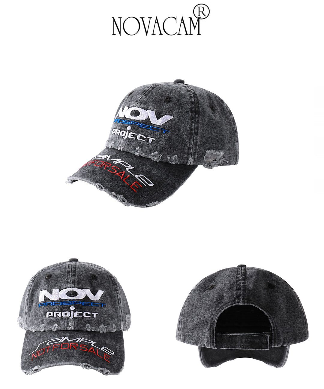 NOVACAM Distressed NOV Logo Embroidered Dad Hat | Face 3 Face