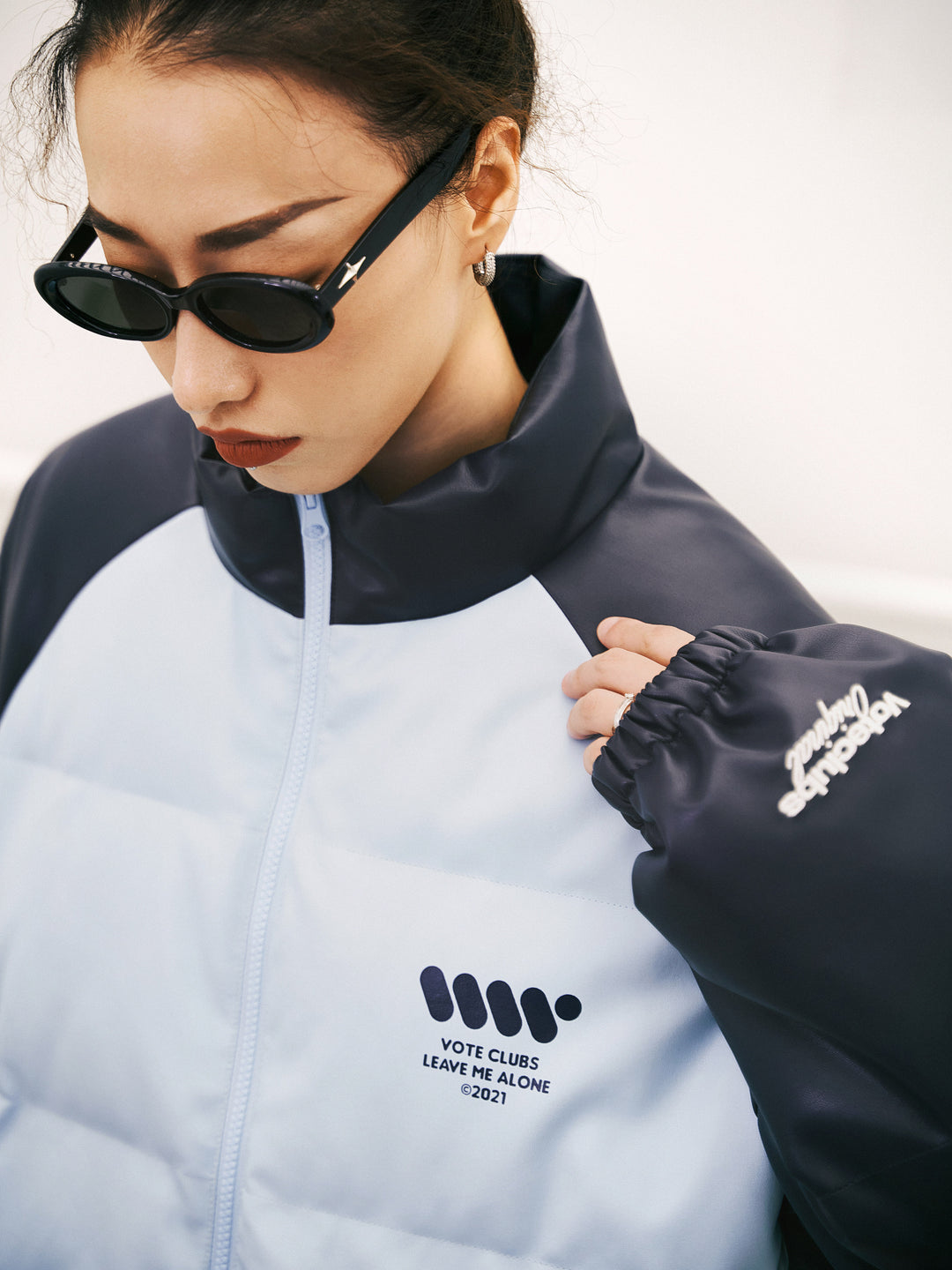 VOTE VVVVOTE Stand Up Collar Color Blocked  Jacket