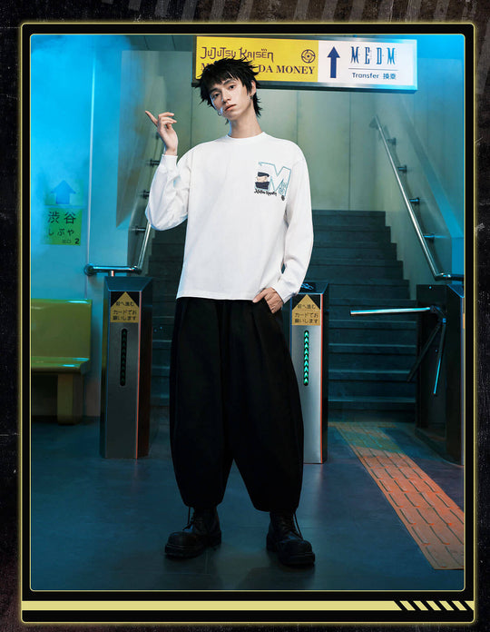 MEDM × Jujutsu Kaisen Big M Logo Character Print Embroidered Long Sleeve Tee | Face 3 Face