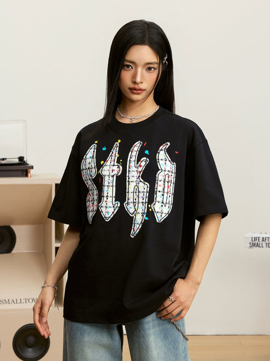 Small Town Kid Plaid STKD Patch Splash Ink Tee | Face 3 Face