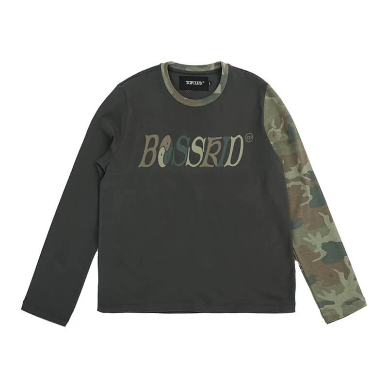 TGFCLUB Color Block Camo Slim Fit Long Sleeve Tee | Face 3 Face