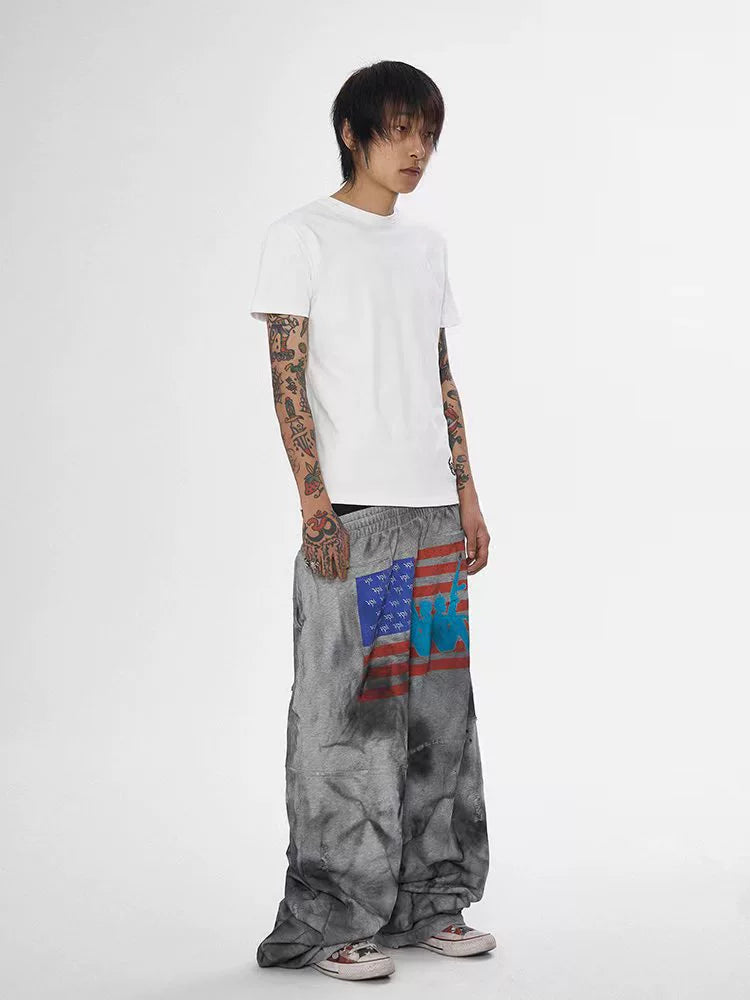 KARMANISTIC Distressed Flag Print Jogger Sweatpants | Face 3 Face