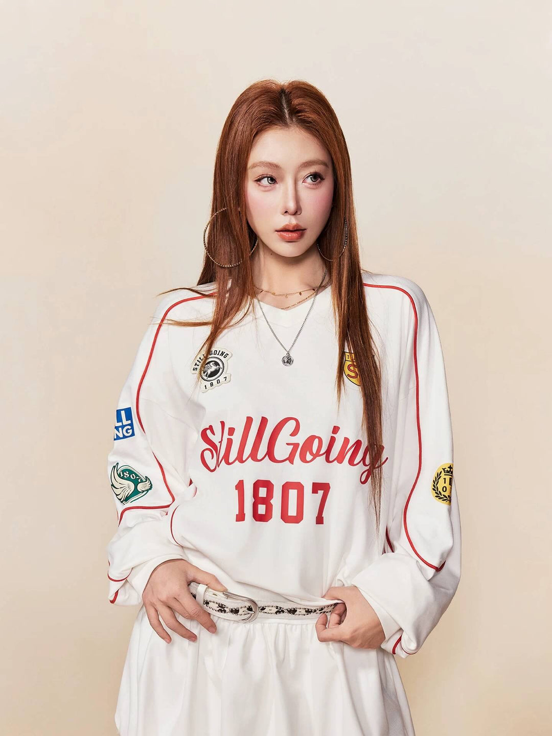 1807 Patchwork Print V Neck Long Sleeve Hockey Jersey | Face 3 Face