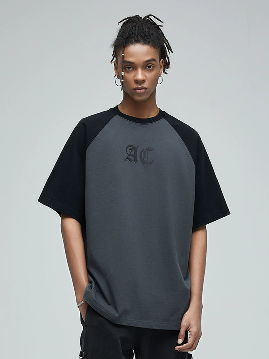 AC Logo Print Raglan Sleeve Tee | Face 3 Face