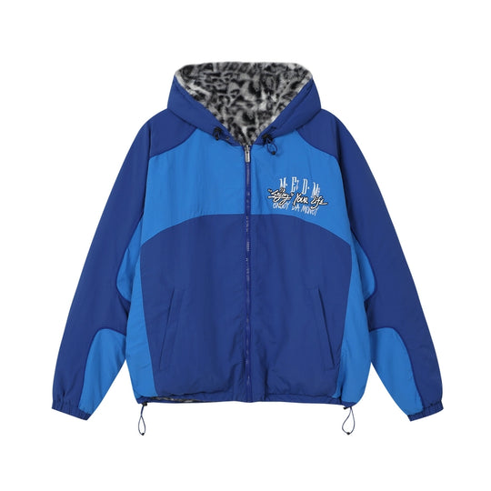 MEDM Reversible Leopard Fur Hooded Track Jacket | Face 3 Face