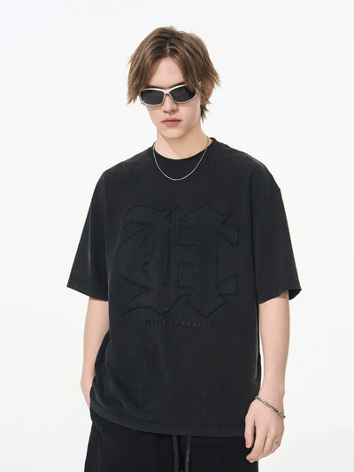 Harsh and Cruel 3D Gothic Embroidery Washed Tee