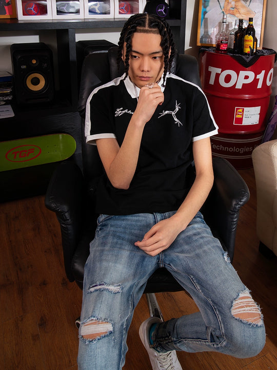 TGFCLUB Colorblock Embroidered Logo Slim Fit Polo | Face 3 Face