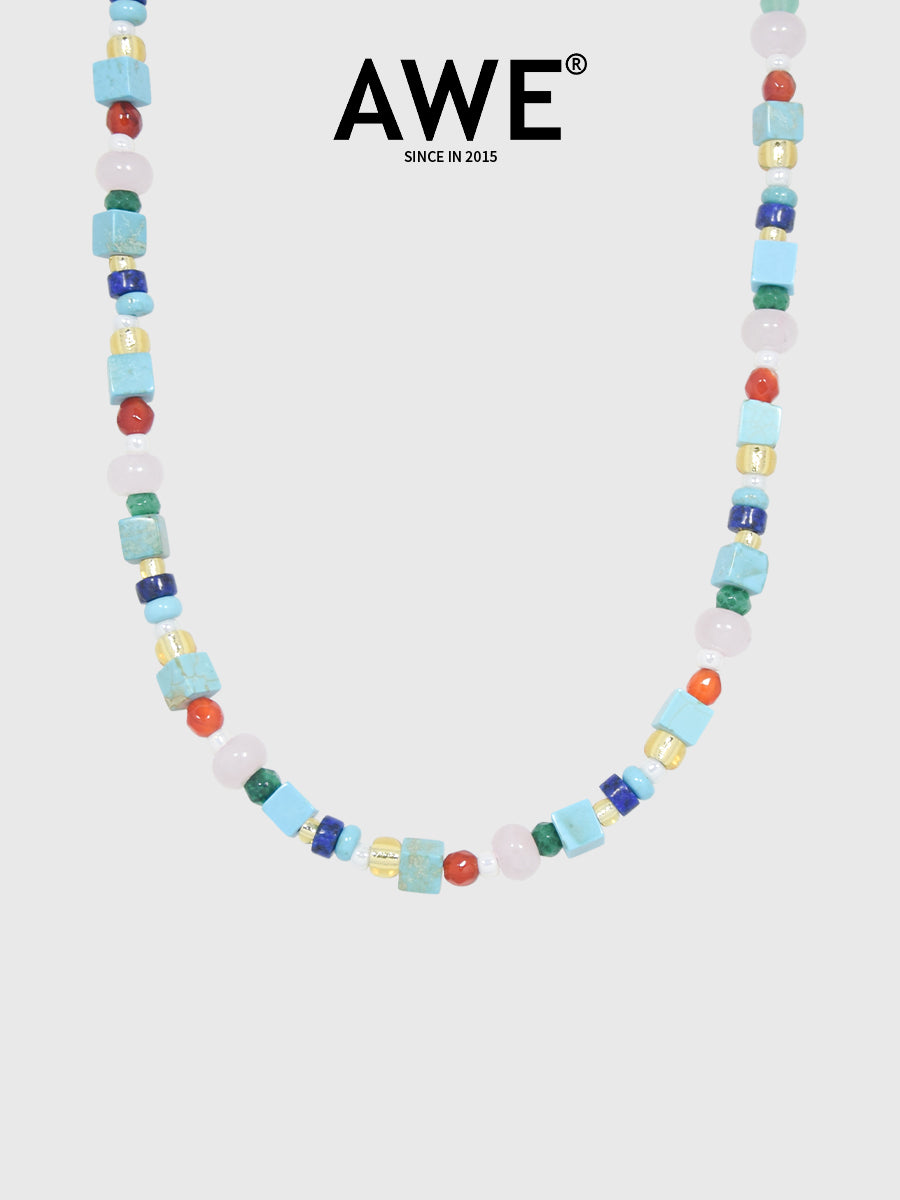 AWE Blue Waves Turquoise Beaded Necklace | Face 3 Face