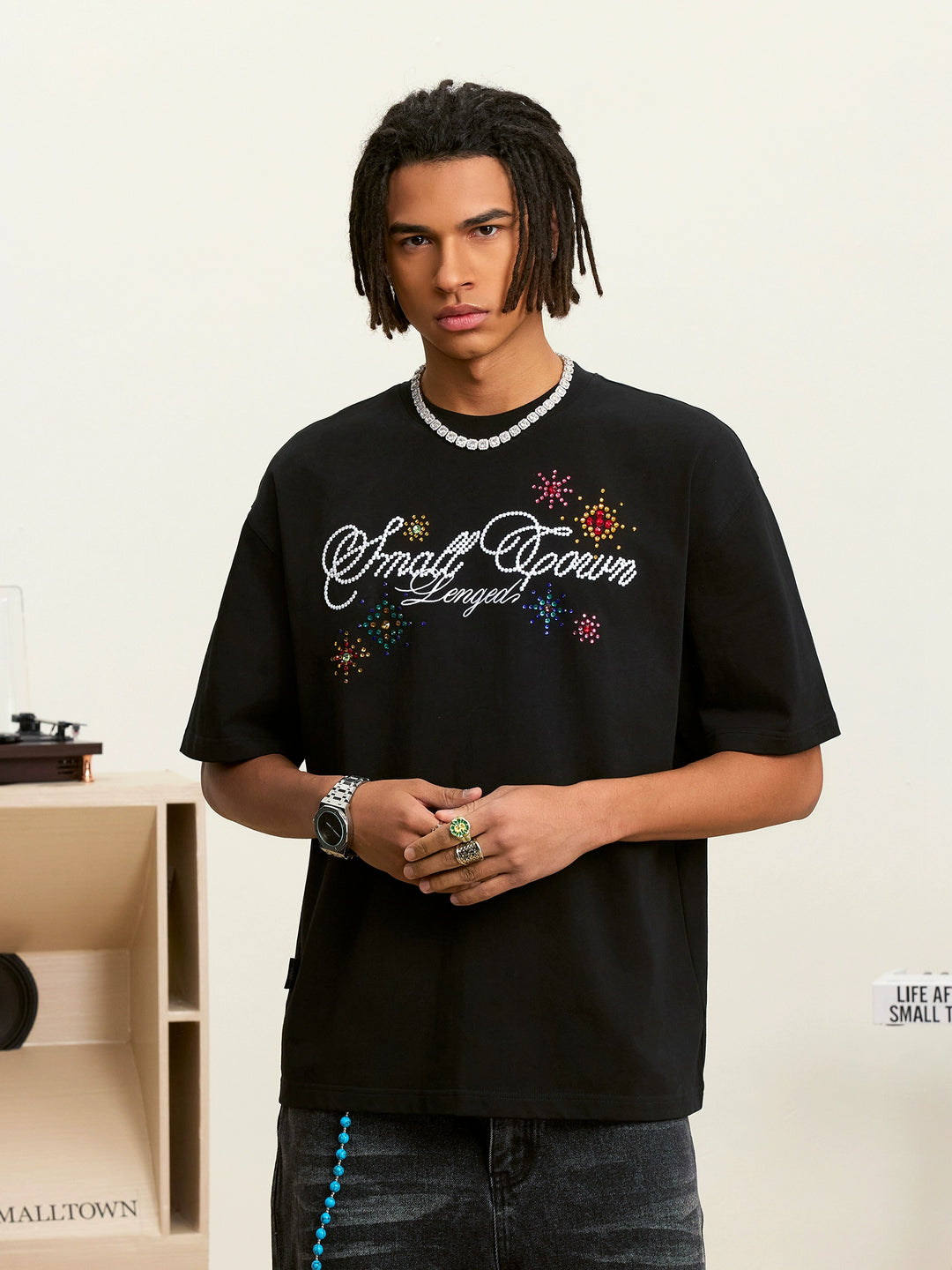 Small Town Kid Colorful Fireworks Rhinestone Tee | Face 3 Face