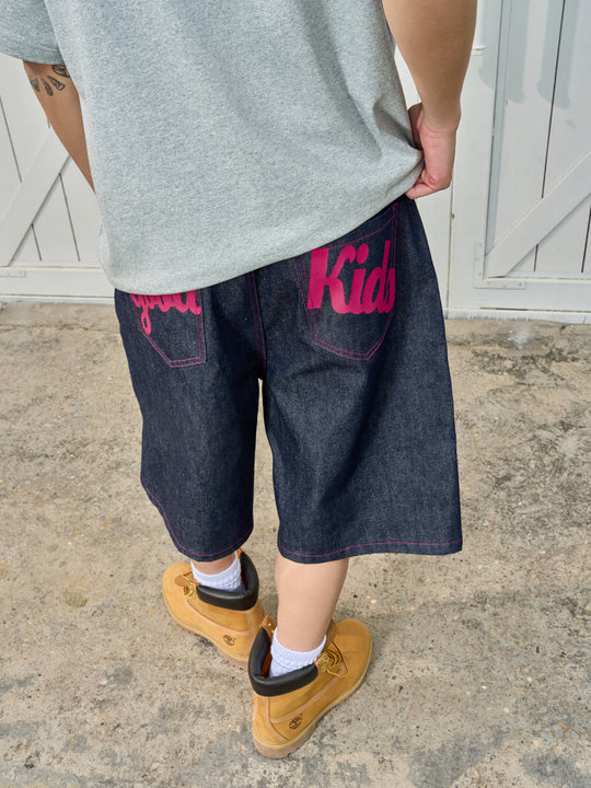 AFGK Color Print & Stitch Denim Shorts / Jorts | Face 3 Face