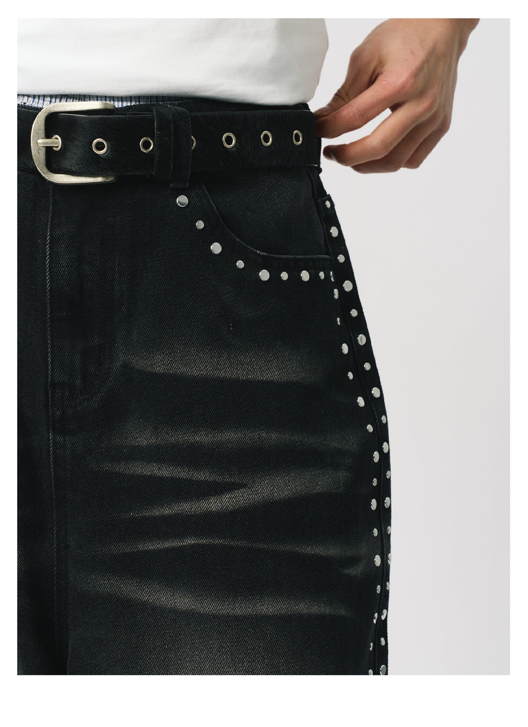 S45 Mixed Stud Washed Jeans | Face 3 Face