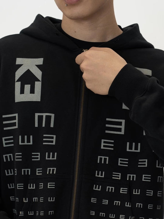 EVILKNIGHT(EK) Eye Chart Logo Print Zip Up Hoodie | Face 3 Face