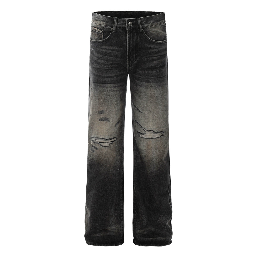 F3F Select Washed Hole Patch Black Gray Jeans | Face 3 Face