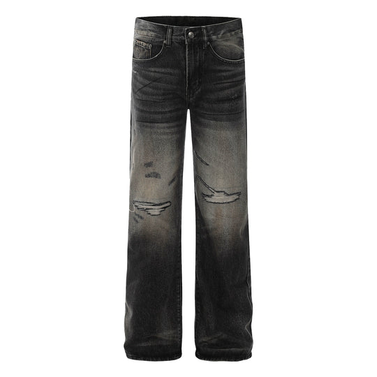 F3F Select Washed Hole Patch Black Gray Jeans | Face 3 Face