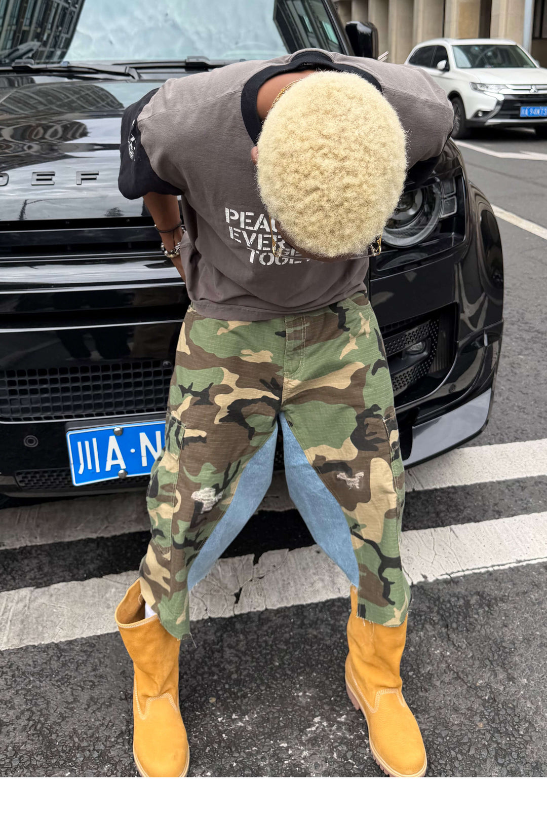 STEEPC M65 Camouflage Denim Rework Patchwork Baggy Cargo Shorts | Face 3 Face