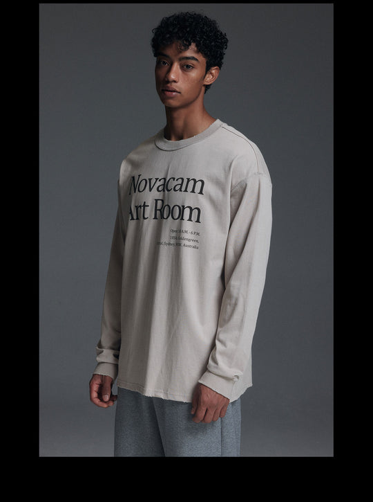 NOVACAM Novacam Art Room Backstitching Frayed Long Sleeve Tee | Face 3 Face
