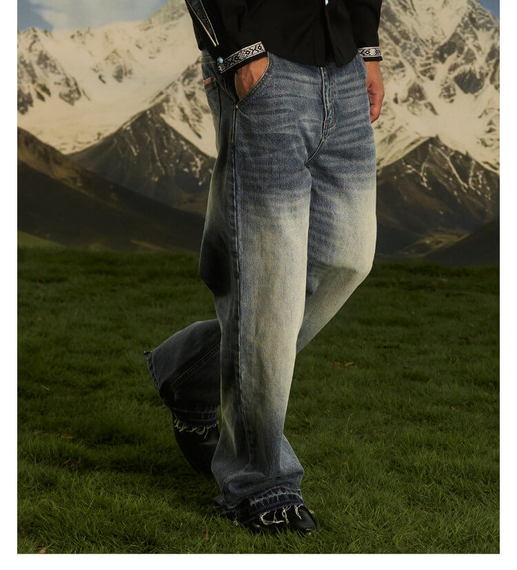 S45 Ethnic Trim Back Pocket Washed Jeans | Face 3 Face