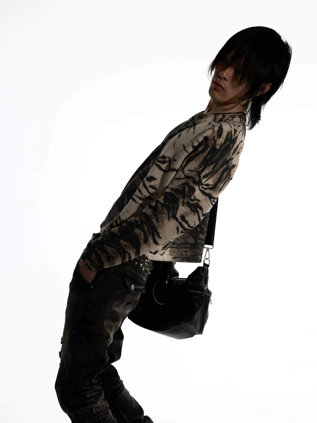 Night Lab Zebra and Leopard Print Henley Knit Sweater | Face 3 Face