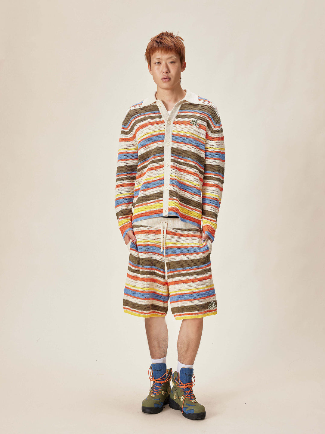 EVILKNIGHT(EK) Multicolor Striped Knit Shorts | Face 3 Face