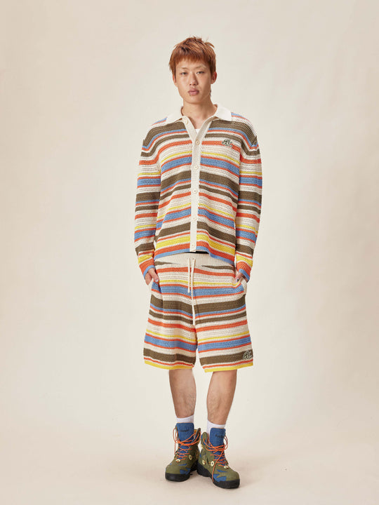 EVILKNIGHT(EK) Multicolor Striped Knit Shorts | Face 3 Face