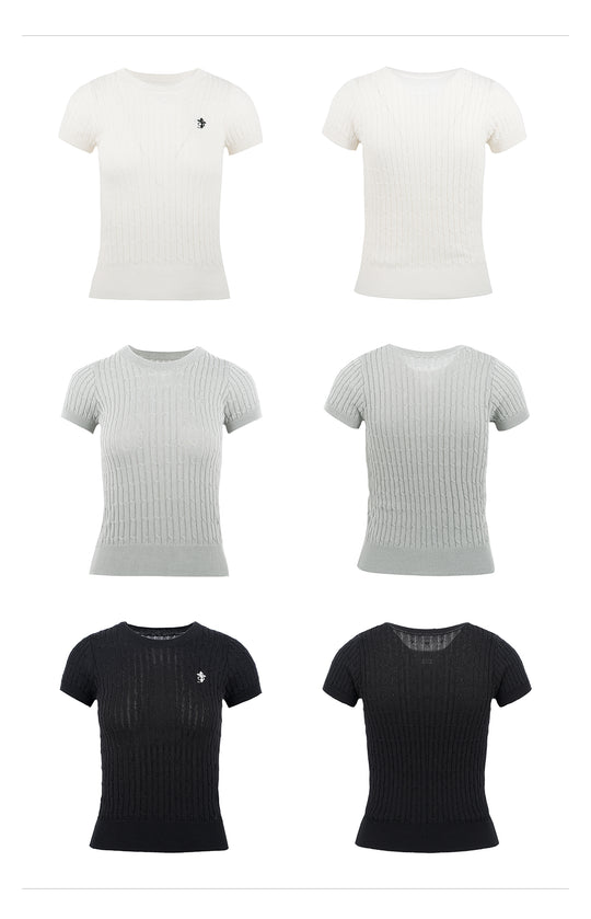 Small Town Kid Twist Knit Slim Fit Short Sleeve Tee | Face 3 Face