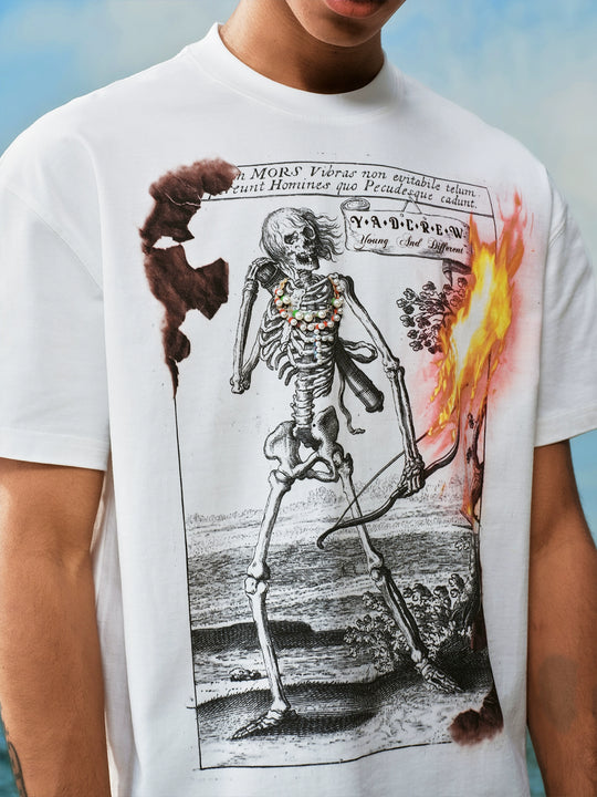 YADcrew Flame Skull Pearl Graphic Tee | Face 3 Face