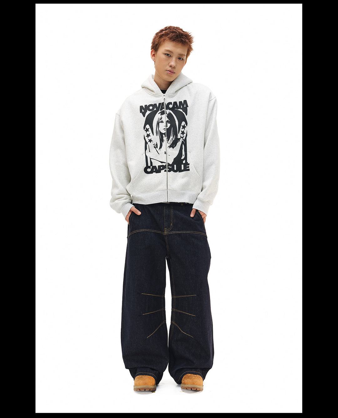 NOVACAM Vintage Print Zip Up Hoodie | Face 3 Face