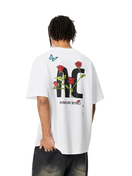 Achock Logo Butterfly Rose Print Tee | Face 3 Face