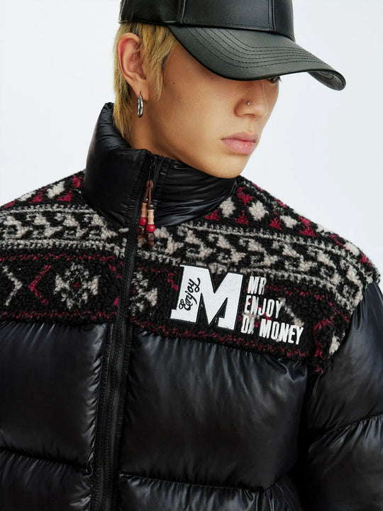 MEDM Ethnic Patchwork Puffer Jacket | Face 3 Face