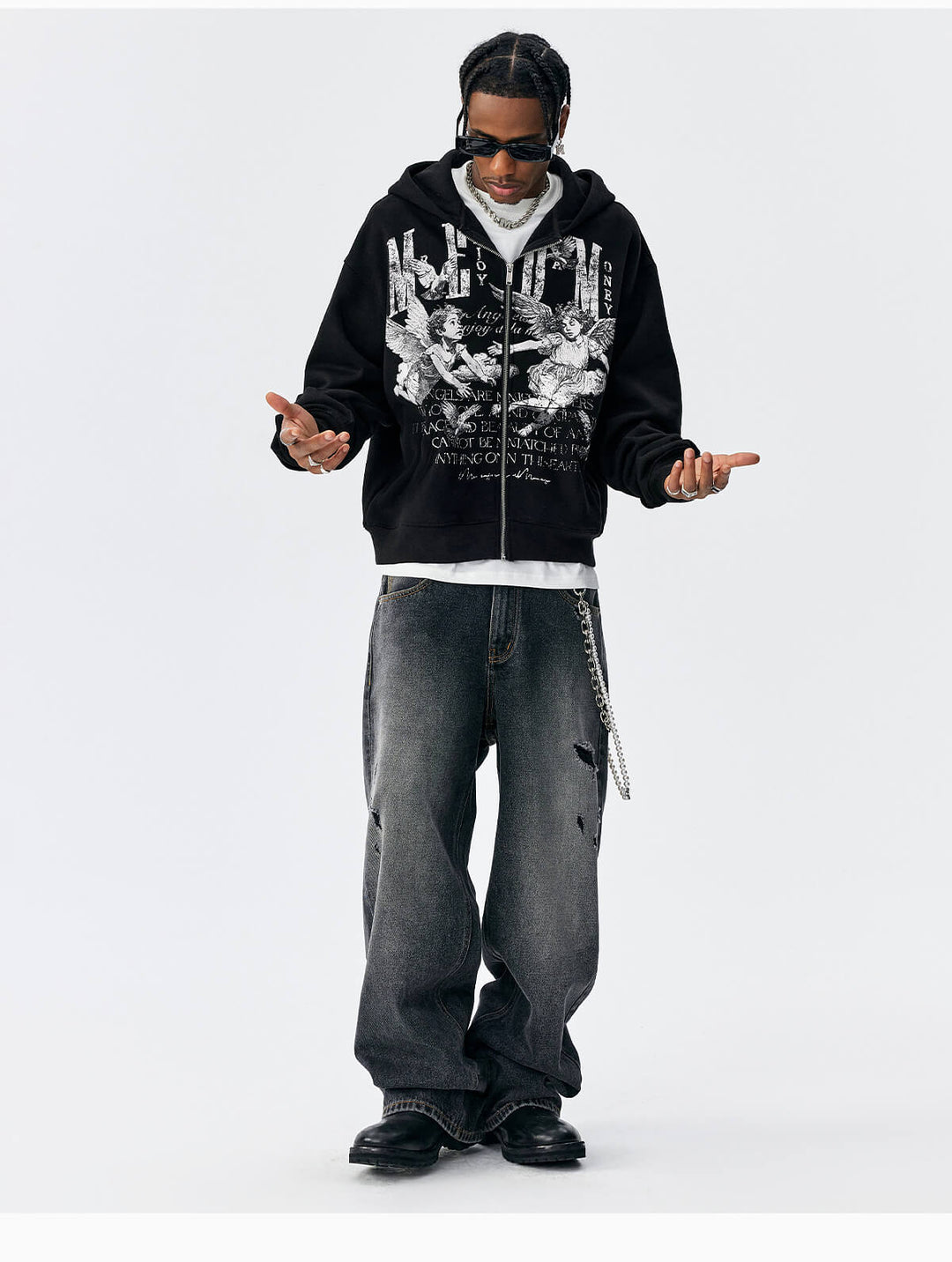 MEDM Angel Patch Zip Up Hoodie | Face 3 Face