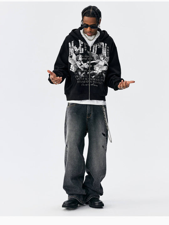 MEDM Angel Patch Zip Up Hoodie | Face 3 Face