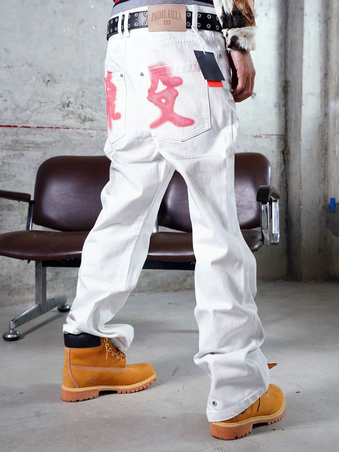 TGFCLUB Kill Graffiti Distressed White Flared Jeans | Face 3 Face