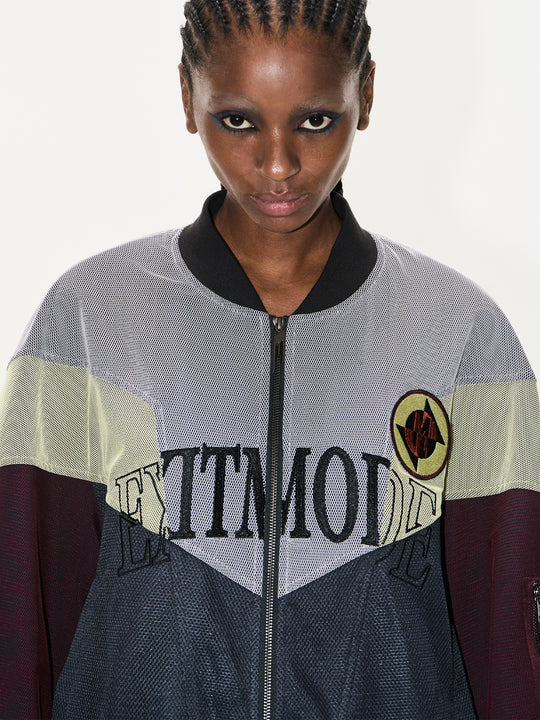 BLIND NO PLAN Mesh Double-Layer Contrast Badge MA-1 Jacket | Face 3 Face