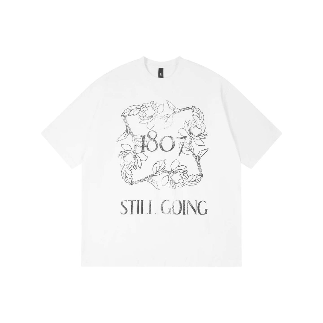 1807 Vintage Floral Chain Logo Print Short Sleeve Tee | Face 3 Face