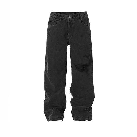 JHYQ Broken Hole Washed Denim Jeans