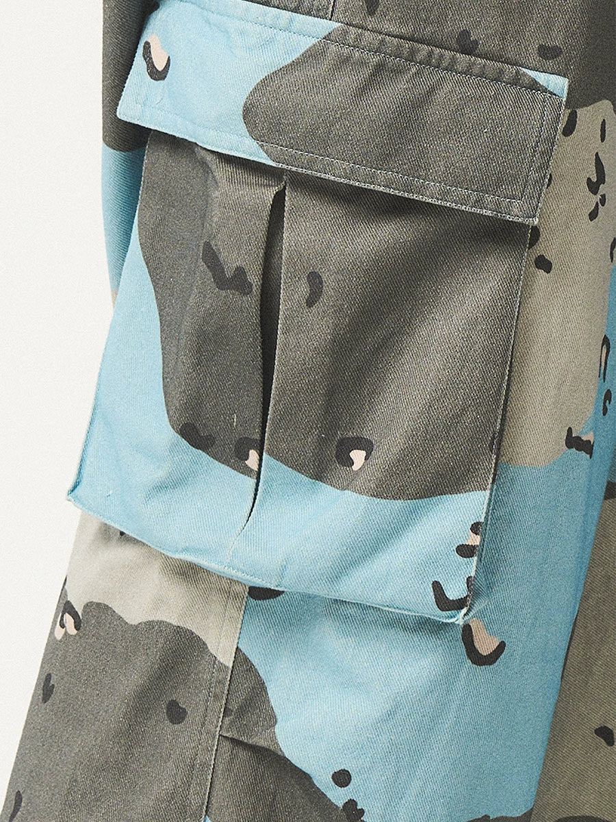 EMPTY REFERENCE Blue Camouflage Work Cargo Pants | Face 3 Face