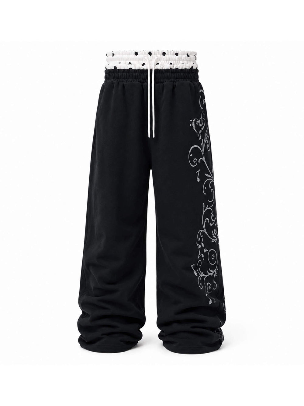 KARMANISTIC Flower Graphic Double Waist Baggy Sweatpants | Face 3 Face
