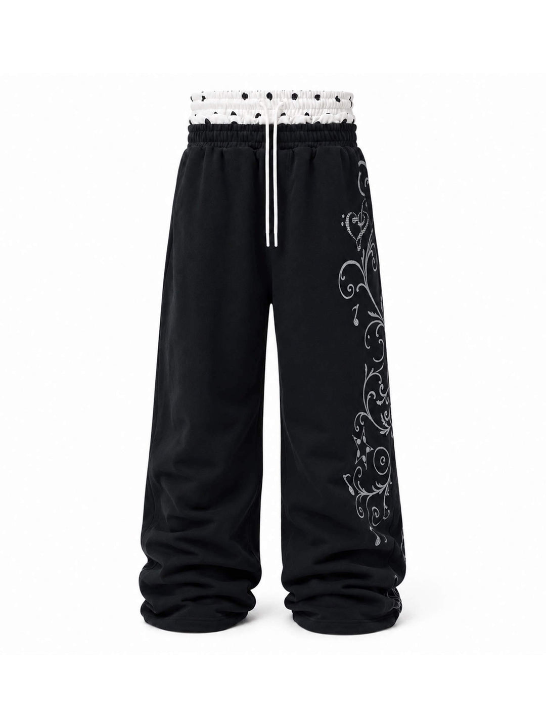 KARMANISTIC Flower Graphic Double Waist Baggy Sweatpants | Face 3 Face