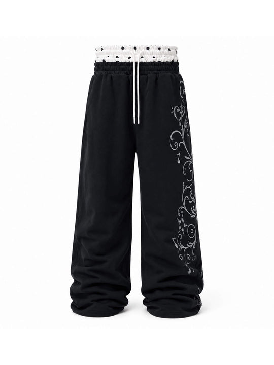 KARMANISTIC Flower Graphic Double Waist Baggy Sweatpants | Face 3 Face