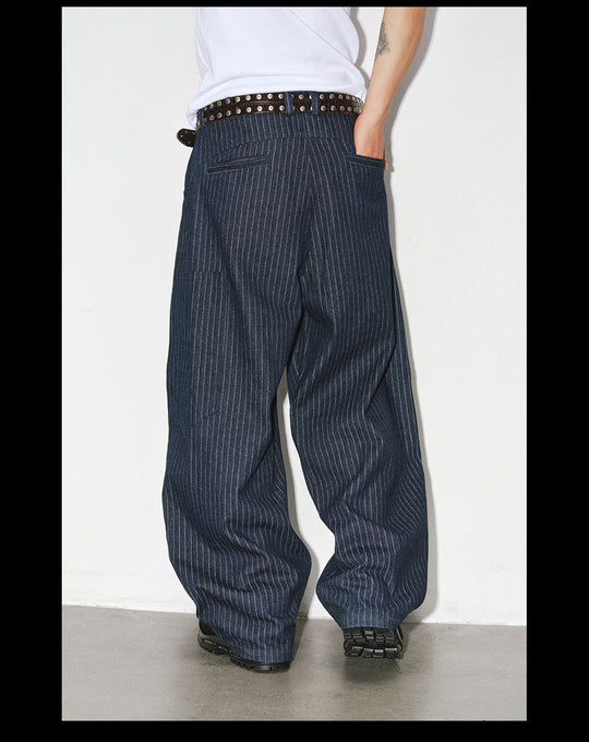 NOVACAM Striped Curved Baggy Jeans | Face 3 Face